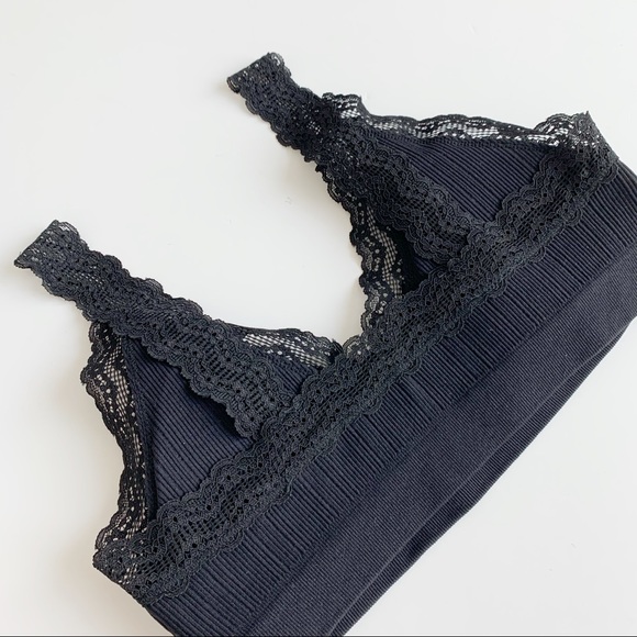 BOHO LACE TRIM BRALETTE - BLACK - Picture 3 of 6